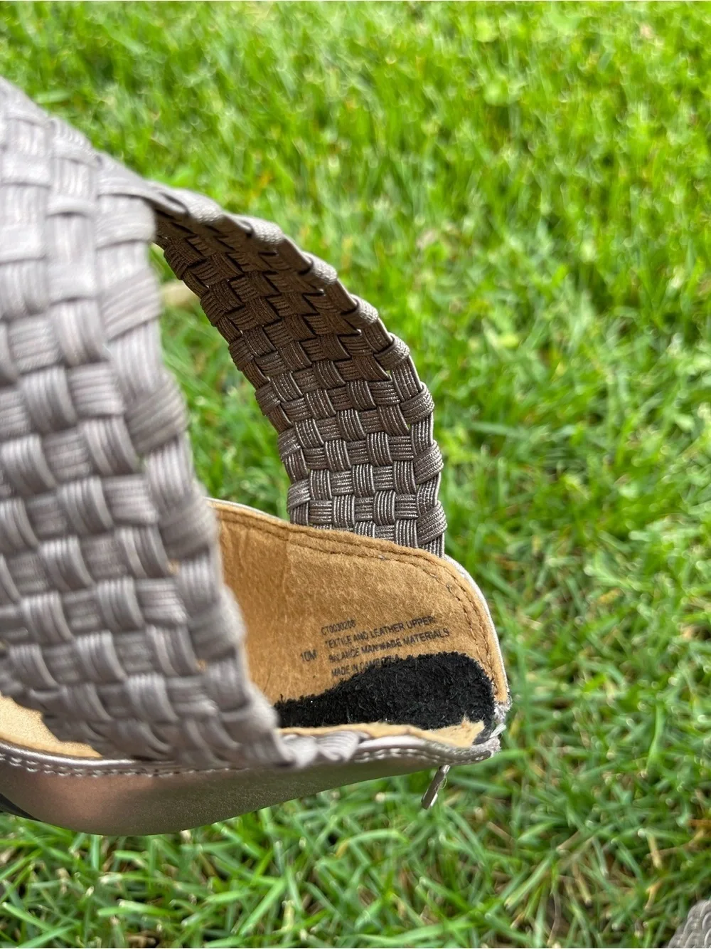 Comfortiva Alesha Pewter Woven Wedge Sandals Metallic Comfort Coastal Chic | 10